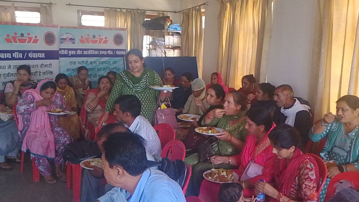 Arrangements for lunch were neat, chairs were arranged for women.