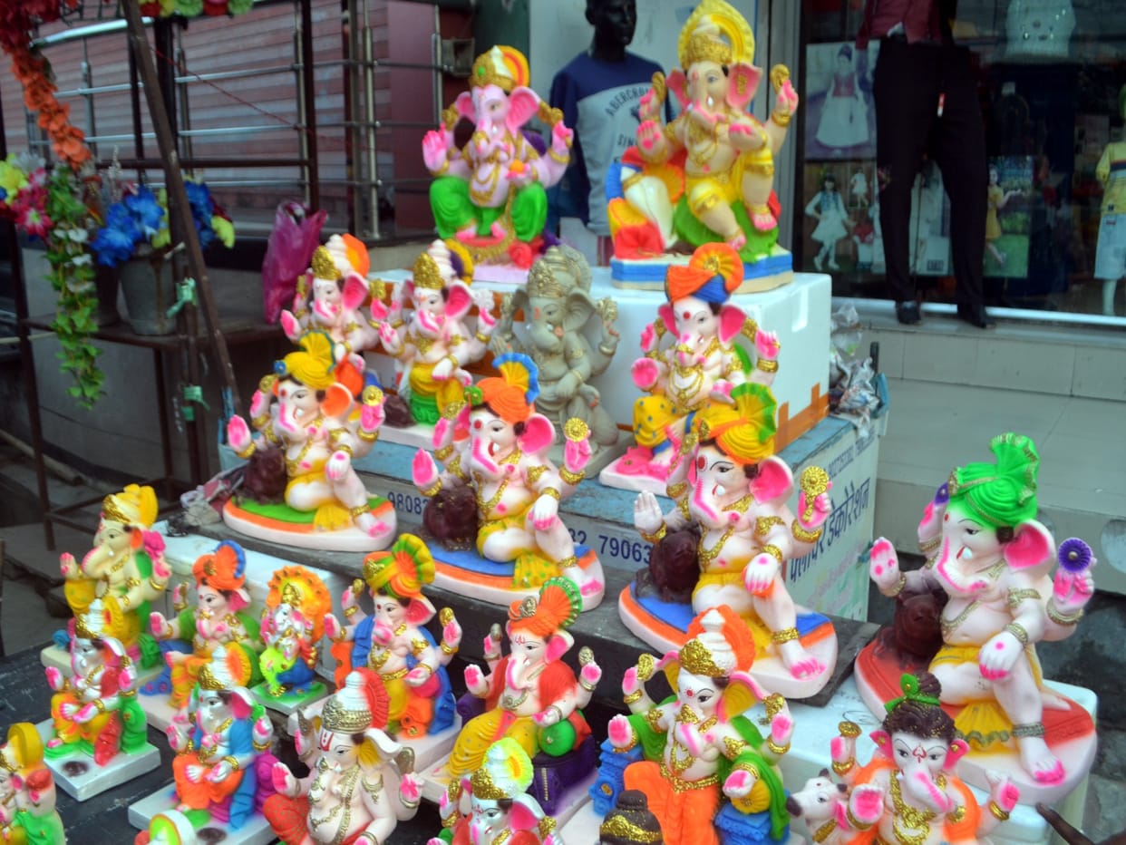 Rajasthani artists preparing the idol of Ganpati Bappa