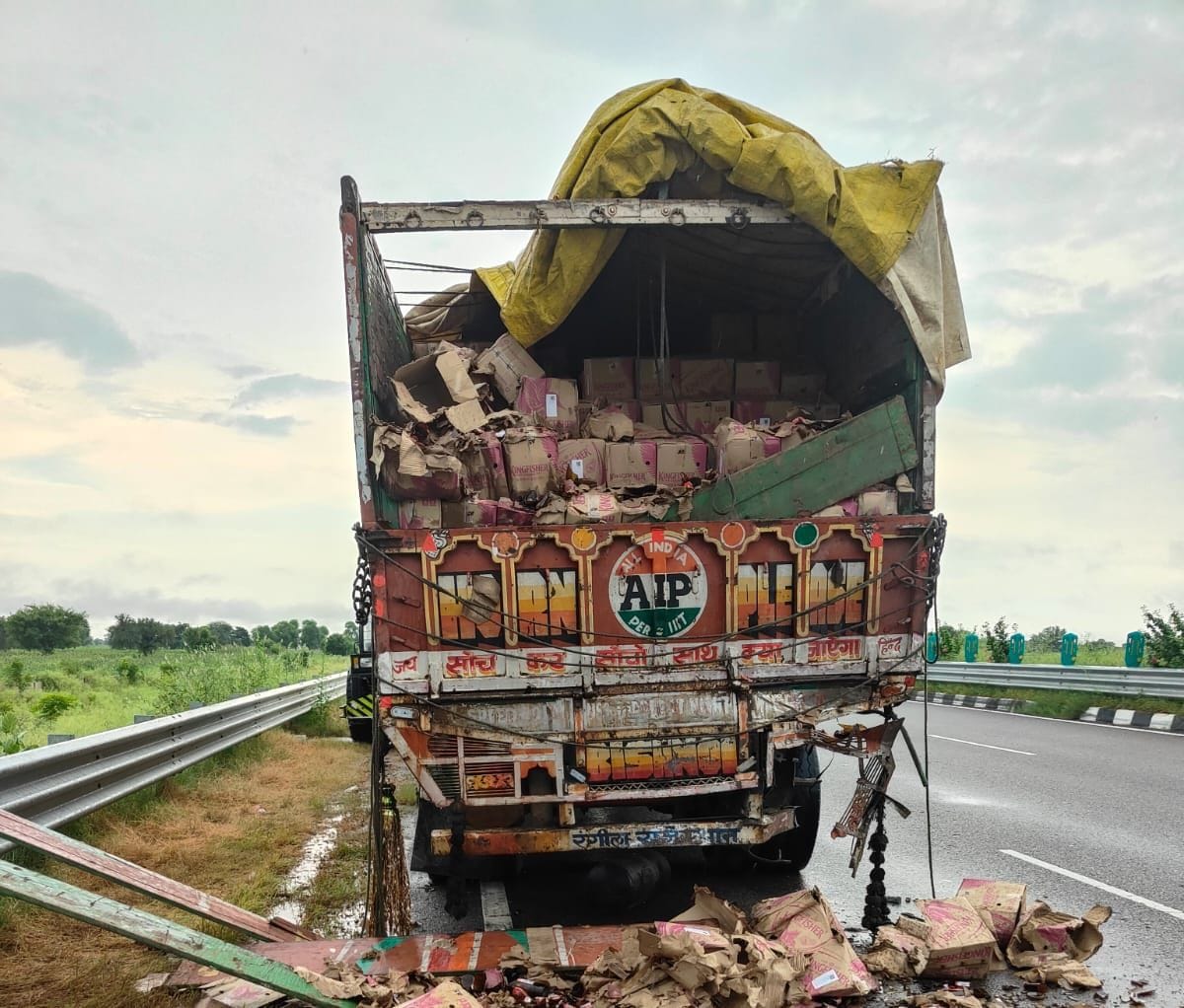 1252 crates of beer recovered from a truck near village Khedi