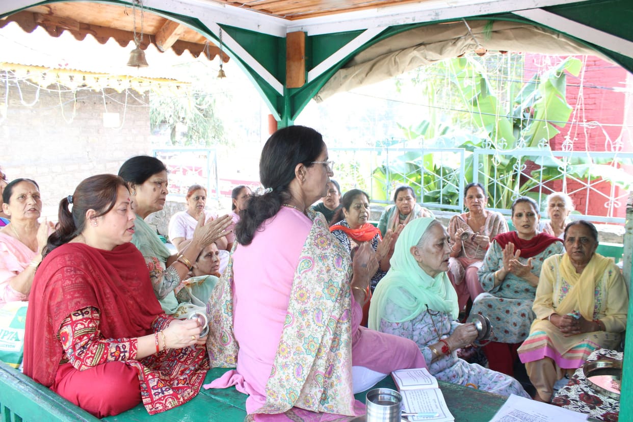 Women performed bhajan-kirtan in Harirai temple