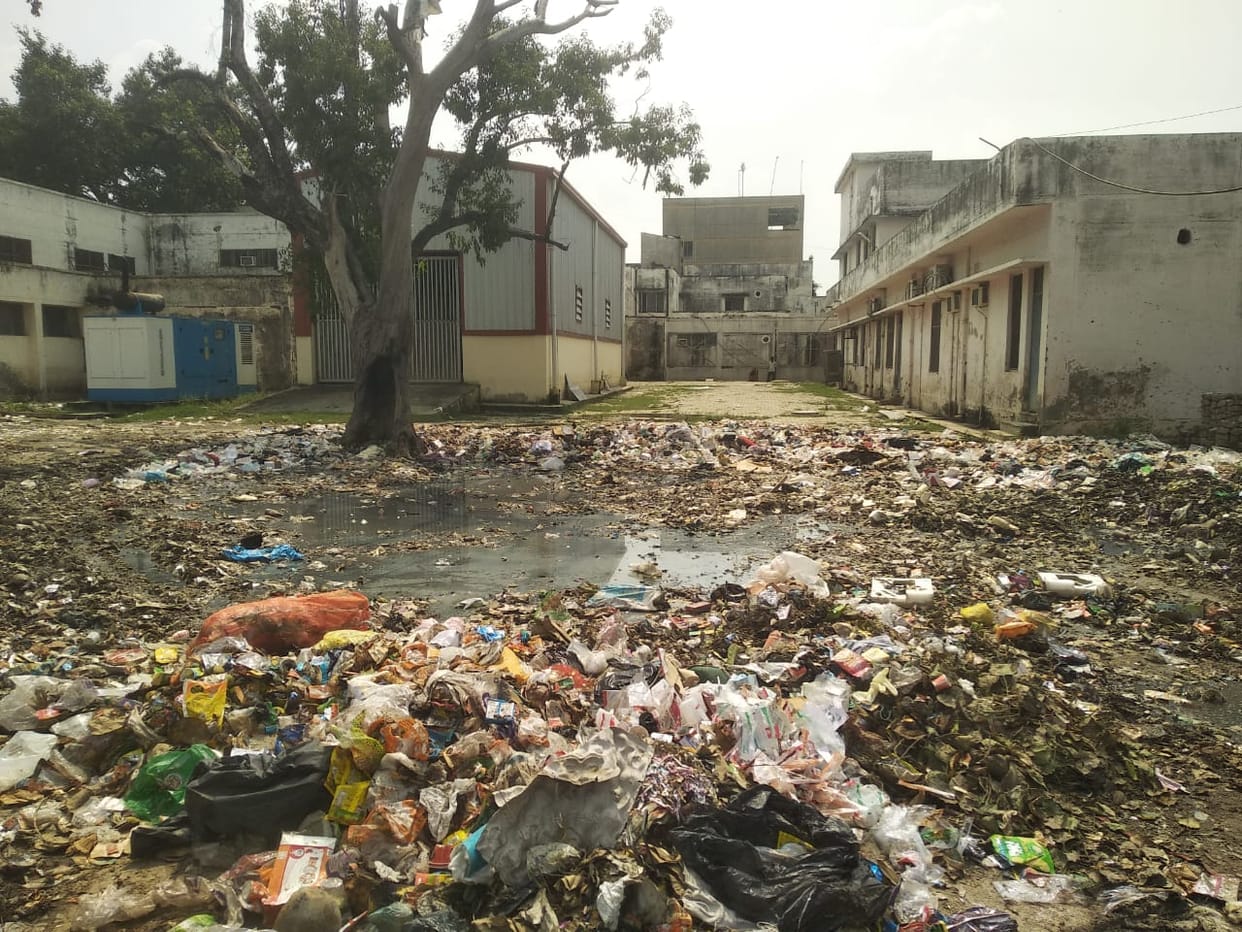 Mosquitoes are thriving in the colony of health workers...garbage shed behind the emergency
