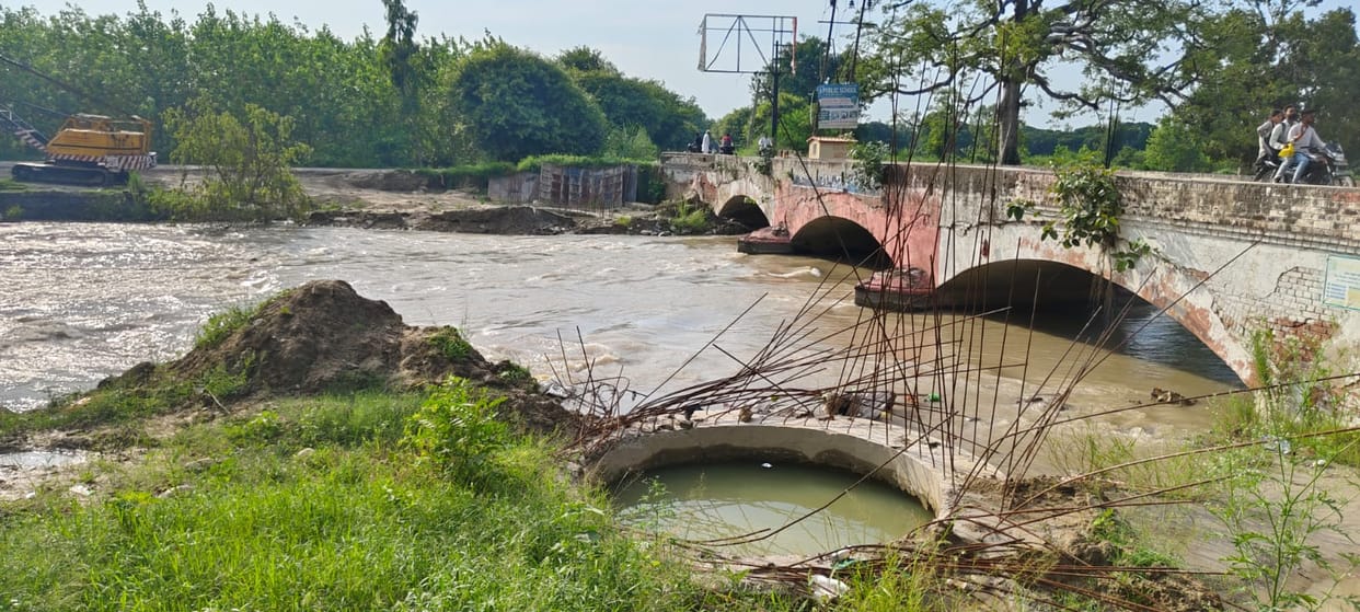 The construction of Gandevada Sangam bridge is going on at a slow pace