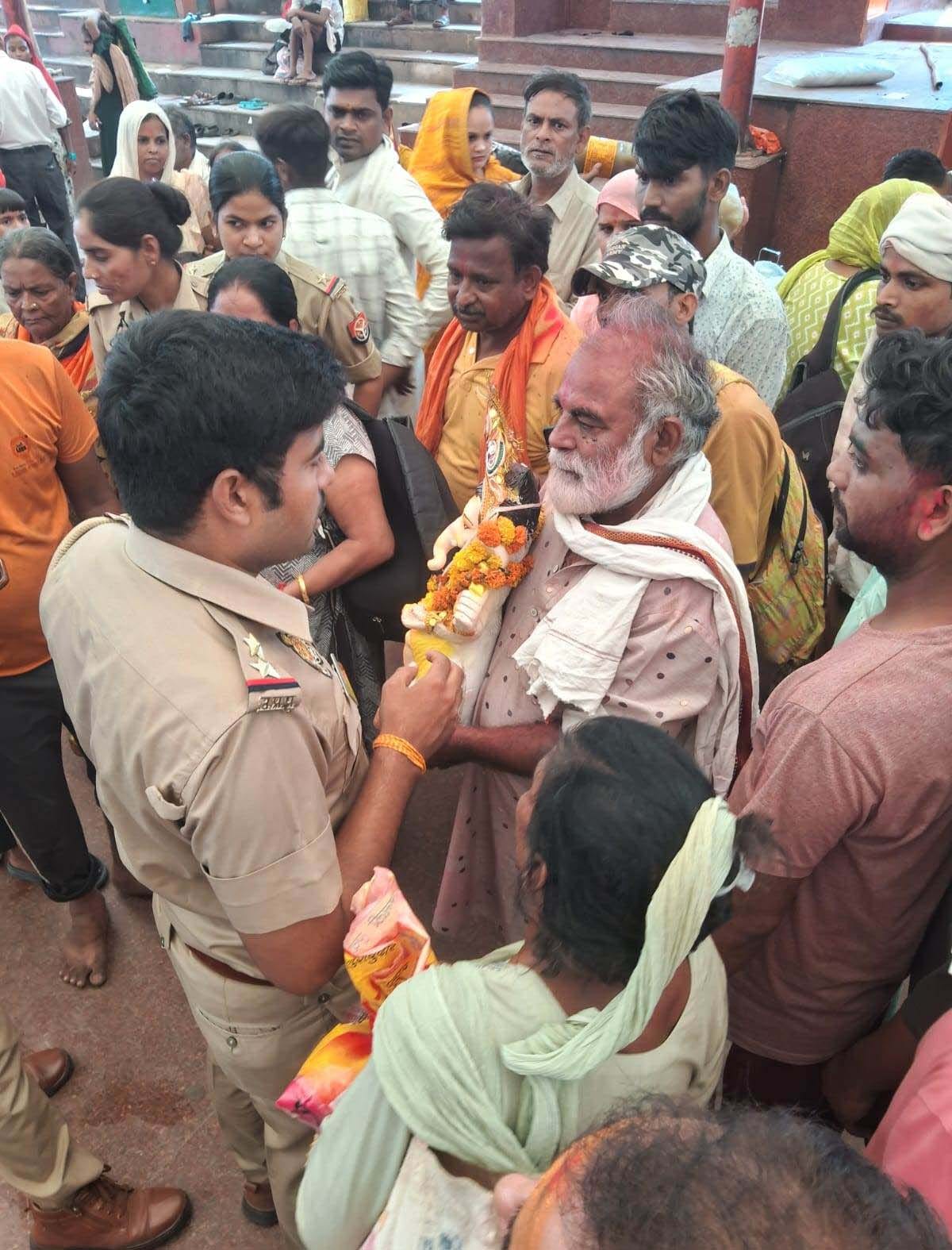 Despite the ban, devotees are reaching Ganga Ghat for idol immersion.