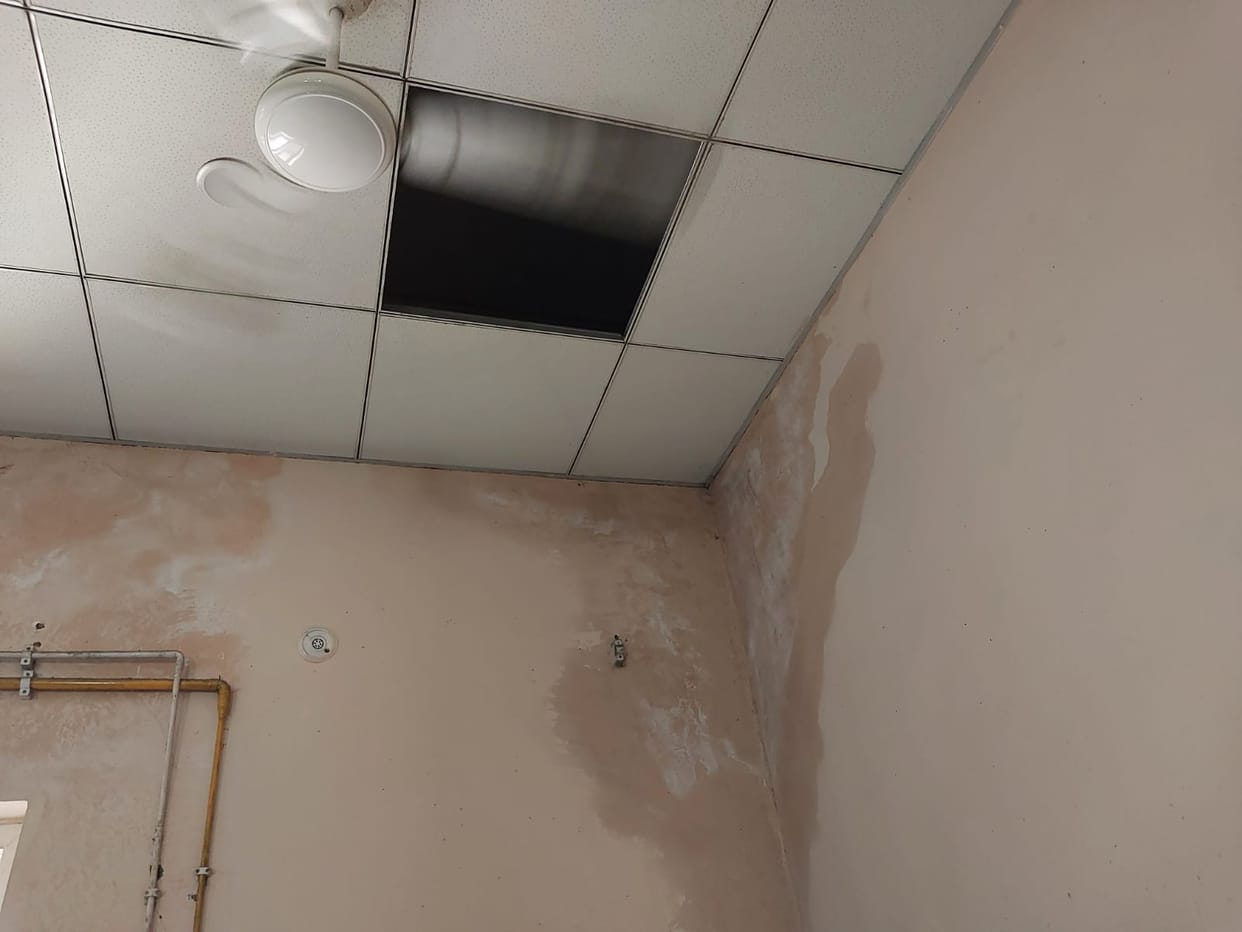 False ceiling collapsed in the women ward of government hospital