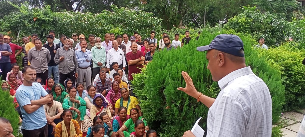 Gaidakhali villagers staged a protest in front of CM camp office