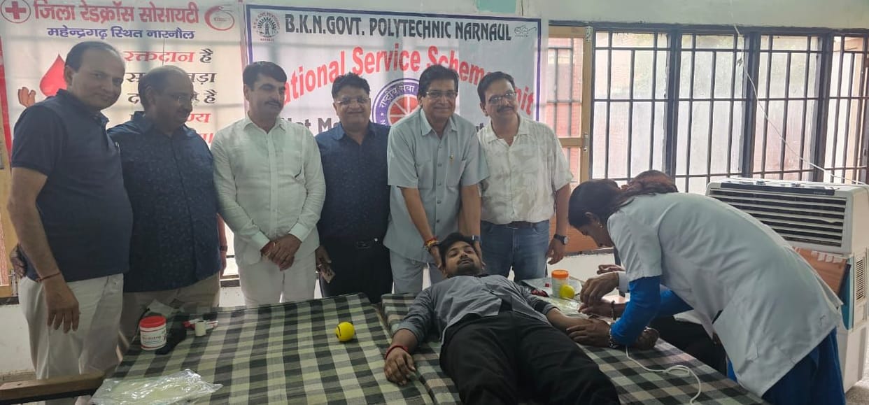 Blood donation camp was organised to make the youth aware about voting