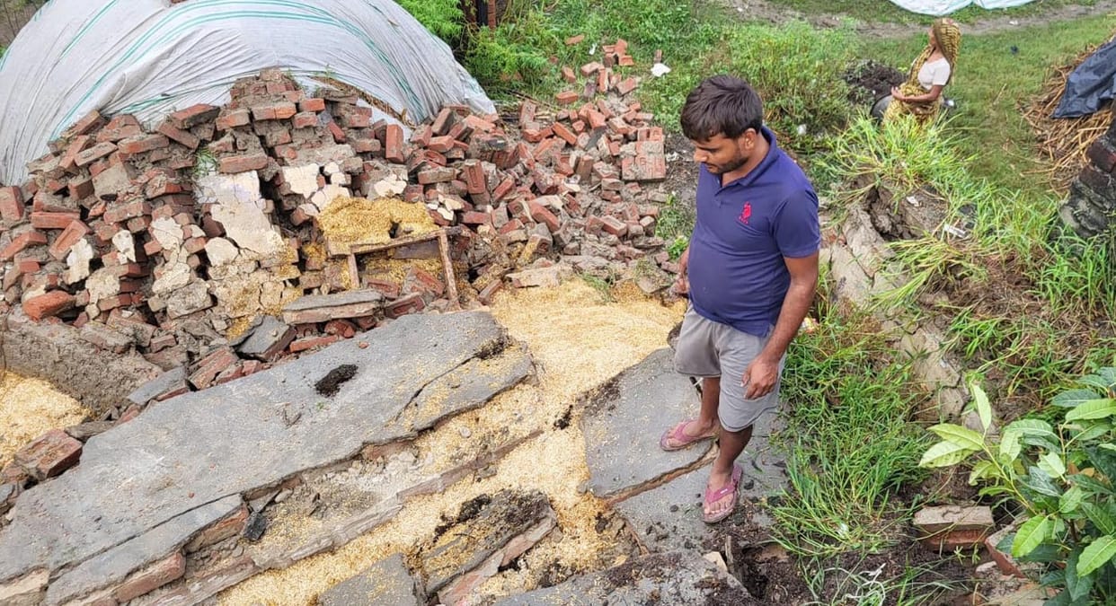 House collapsed in the rain in Jori Nagla village