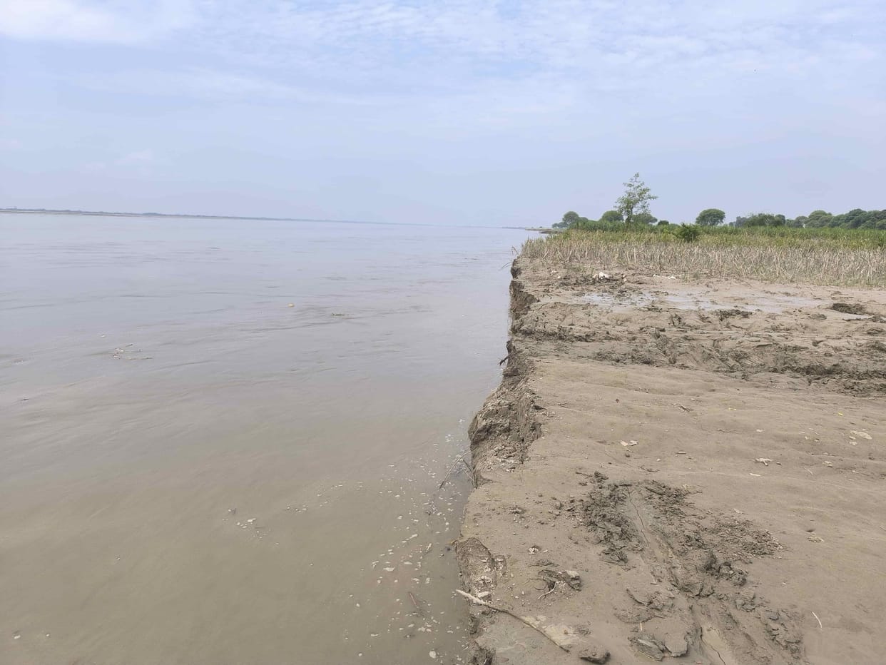 River erosion intensifies, embankment protection work stopped