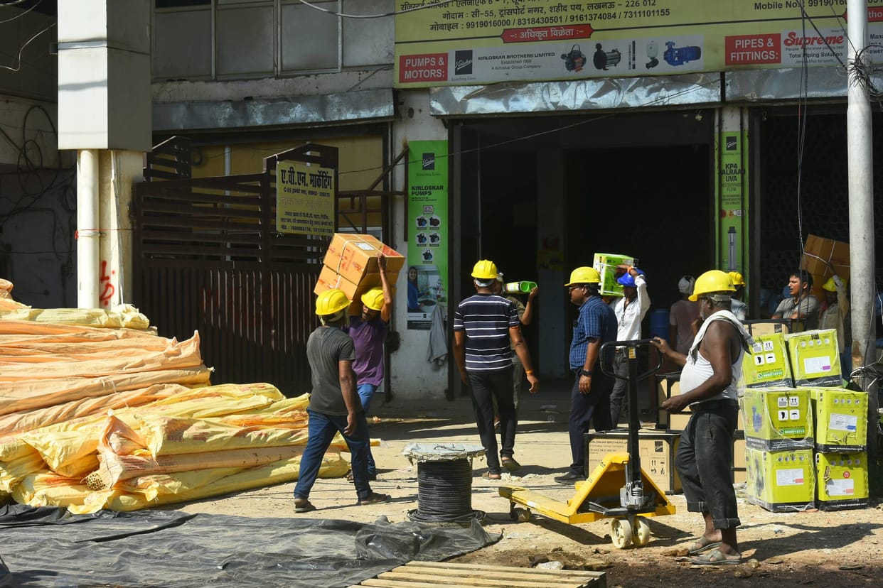 The building adjacent to the collapsed building in Transport Nagar was evacuated.