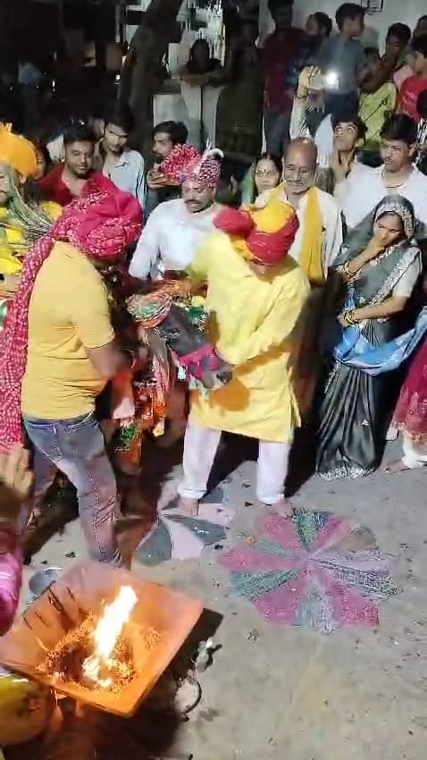 A unique marriage took place to liberate the ancestors from the ghosts. Cows and bulls were taken for a ride
