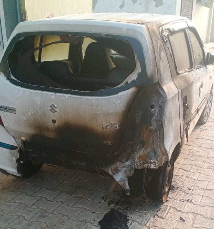 Fire breaks out in moving car, driver saved