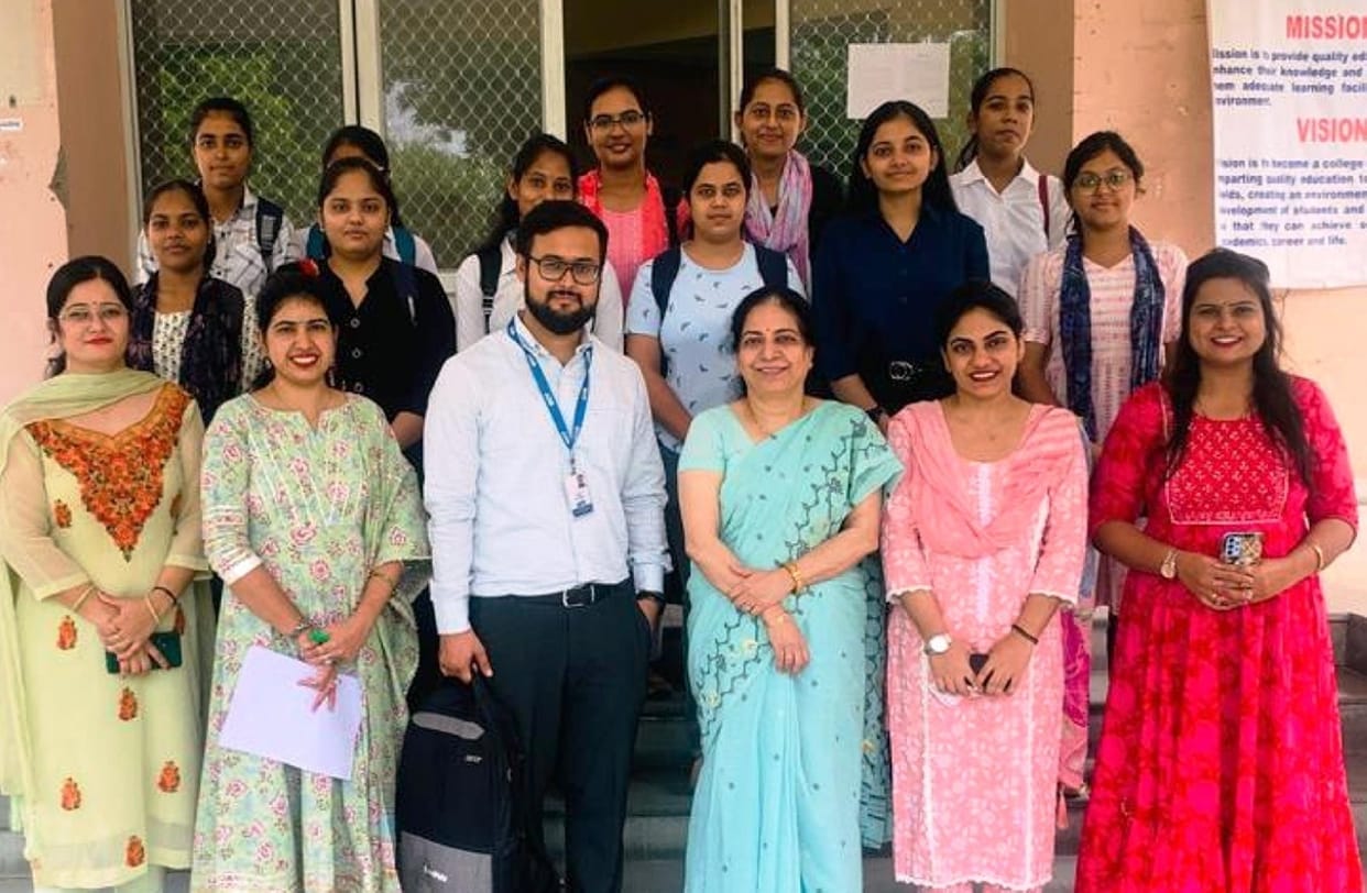 Motivated girl students to plant trees