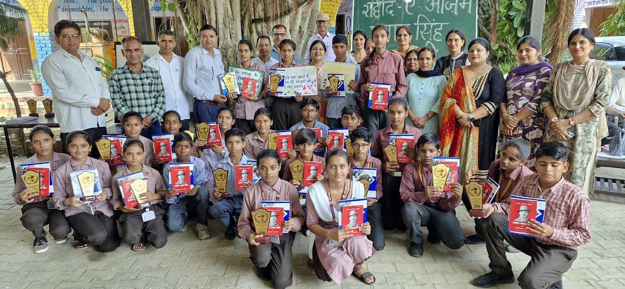 Neha in speech competition, Monica in painting, Khushi and Komal first in slogan.