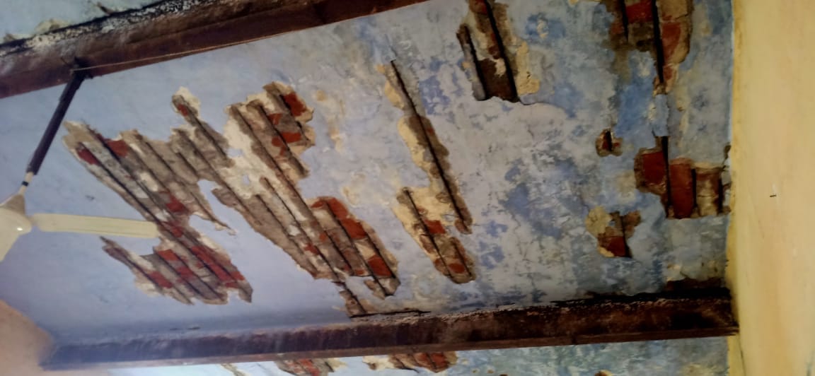 Classes being conducted in dilapidated building