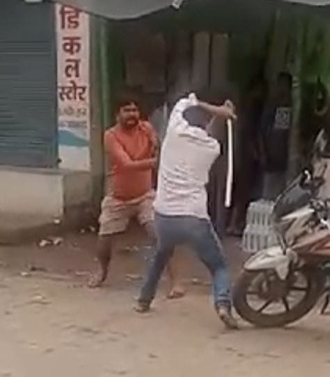 Dispute between two medical store workers, sticks used