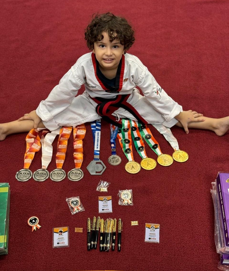 Lavesh won gold and silver medals in gymnastics and taekwondo