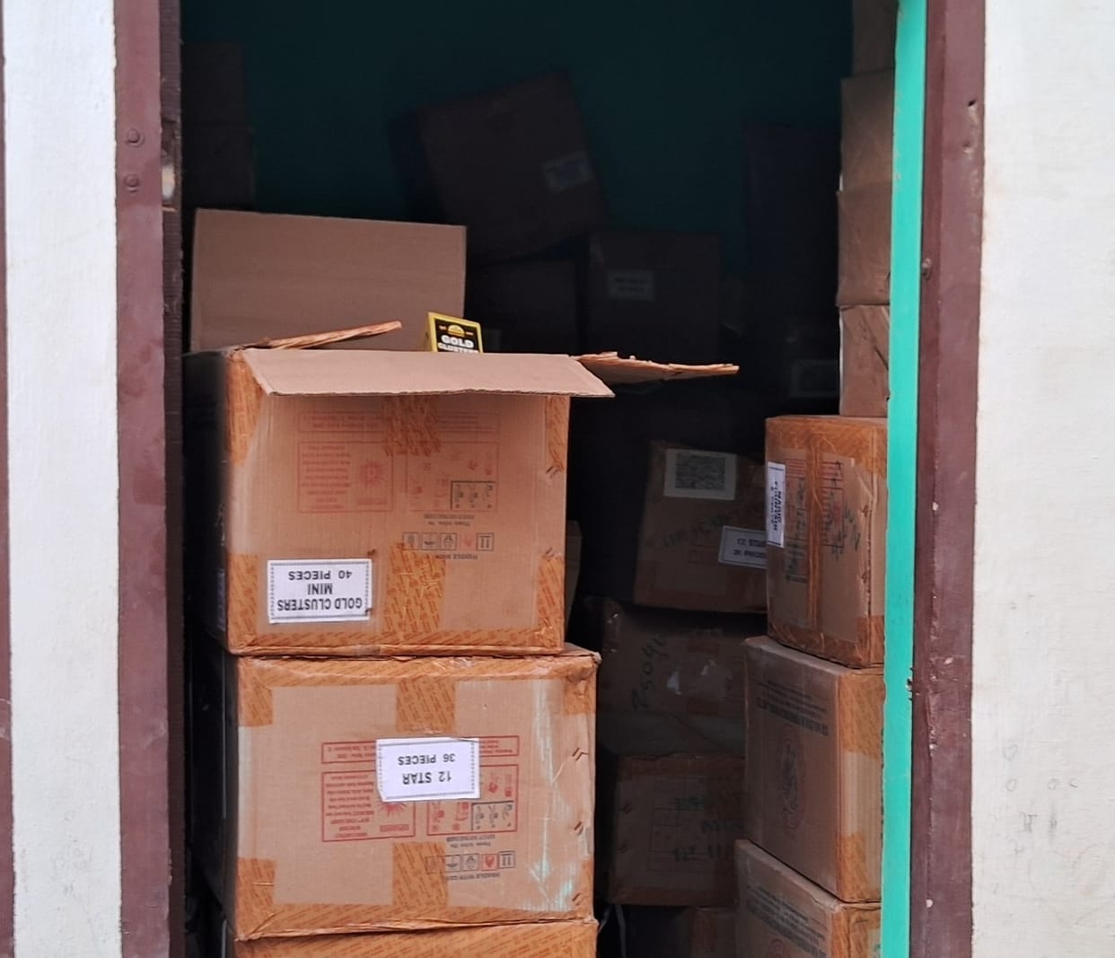 A cache of firecrackers recovered from two warehouses in a residential area, sealed