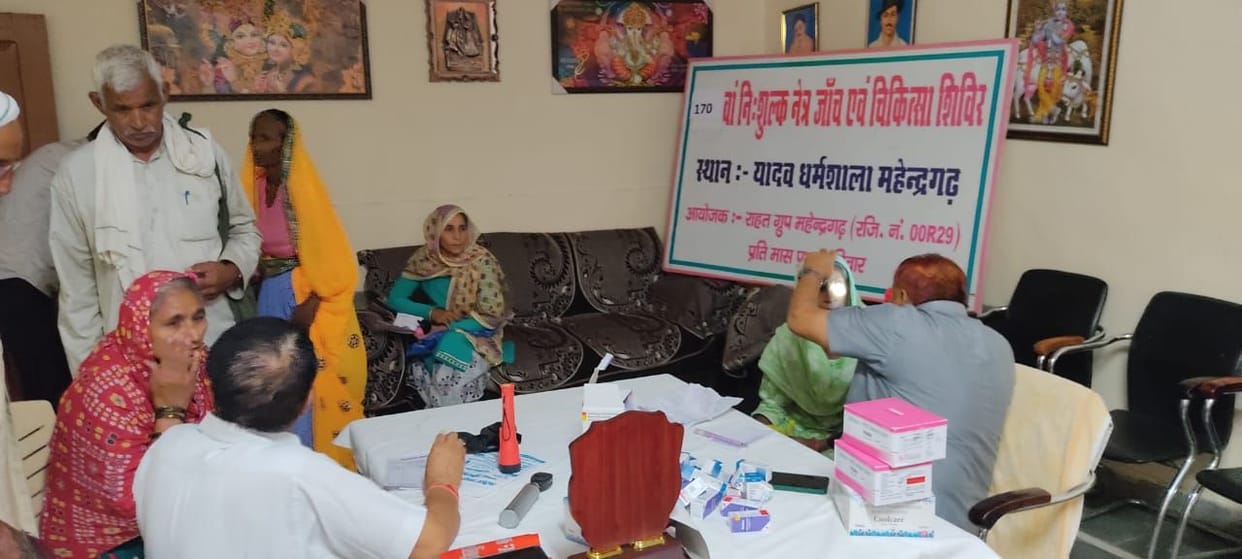 Patients got their eyes examined in the camp