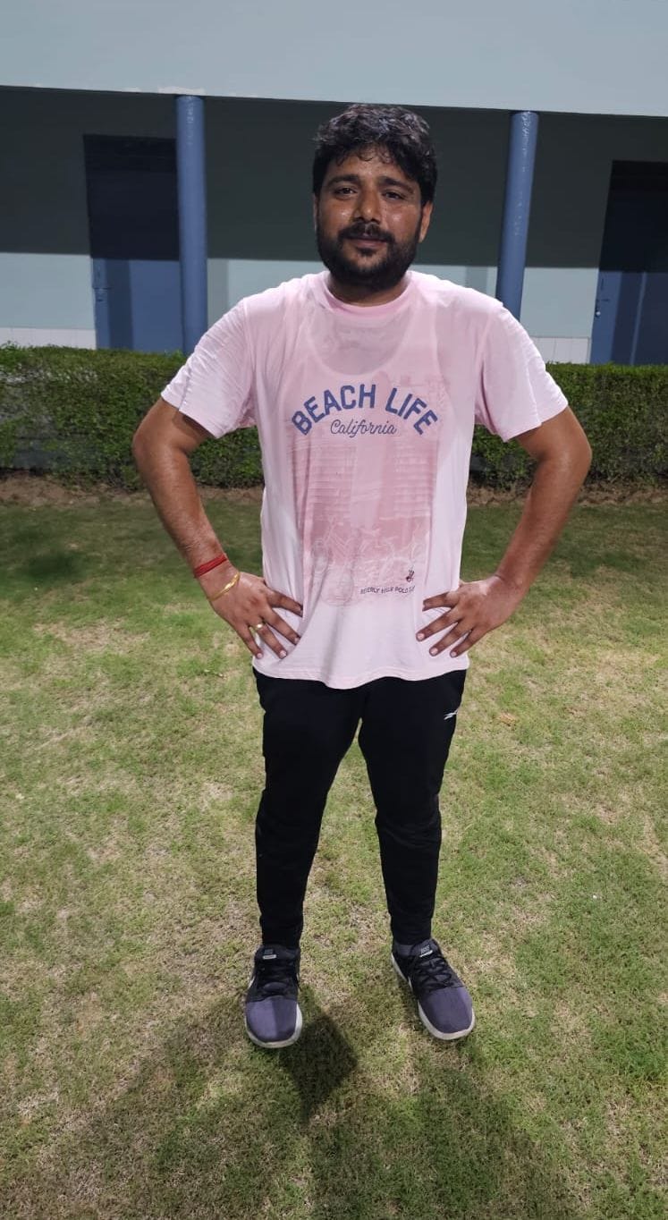 Aam Aadmi Party candidate Dr. Manish Yadav started the day with yoga.