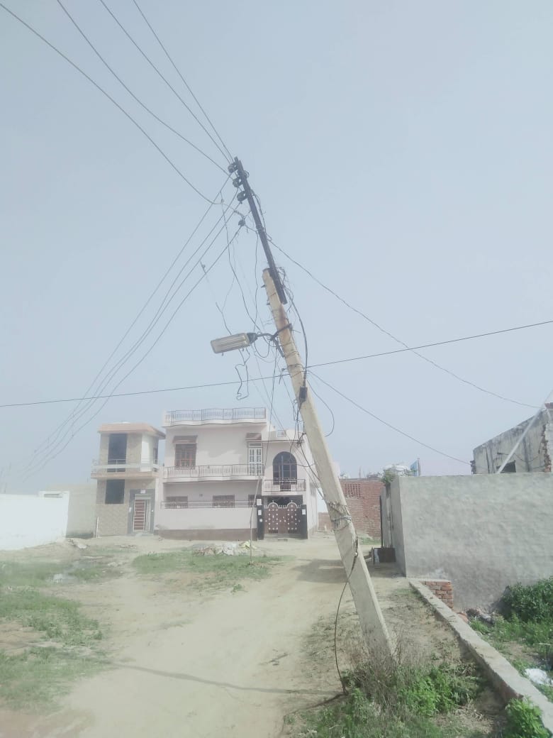 Danger due to crooked electric poles and wires hanging somewhere.