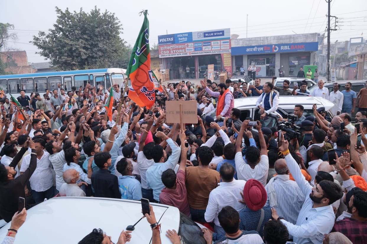 Acting Chief Minister Nayab Saini immersed in victory celebrations with supporters, took out a grand road show