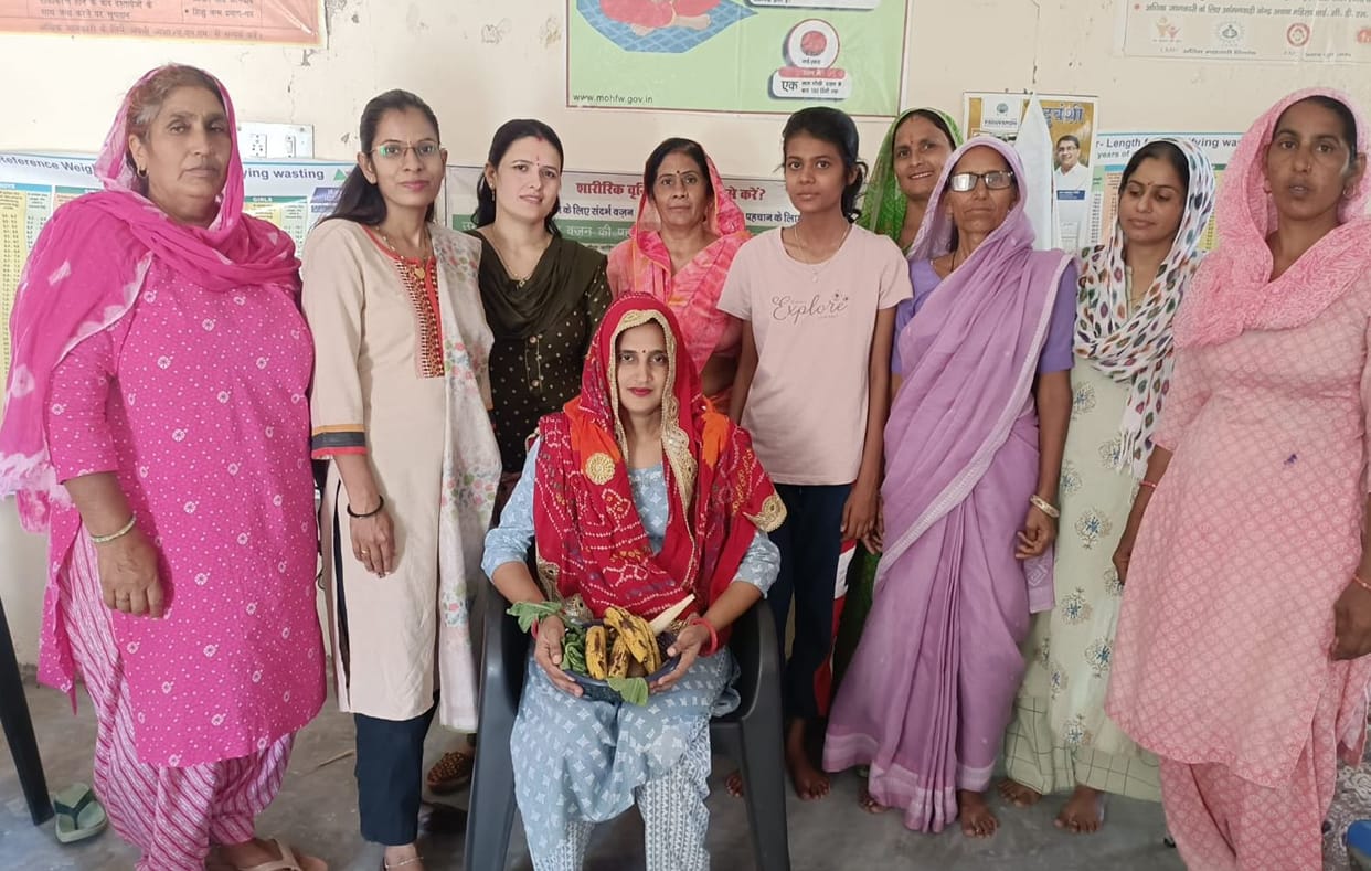 Baby shower ceremony of pregnant women in Anganwadi center Bucholi