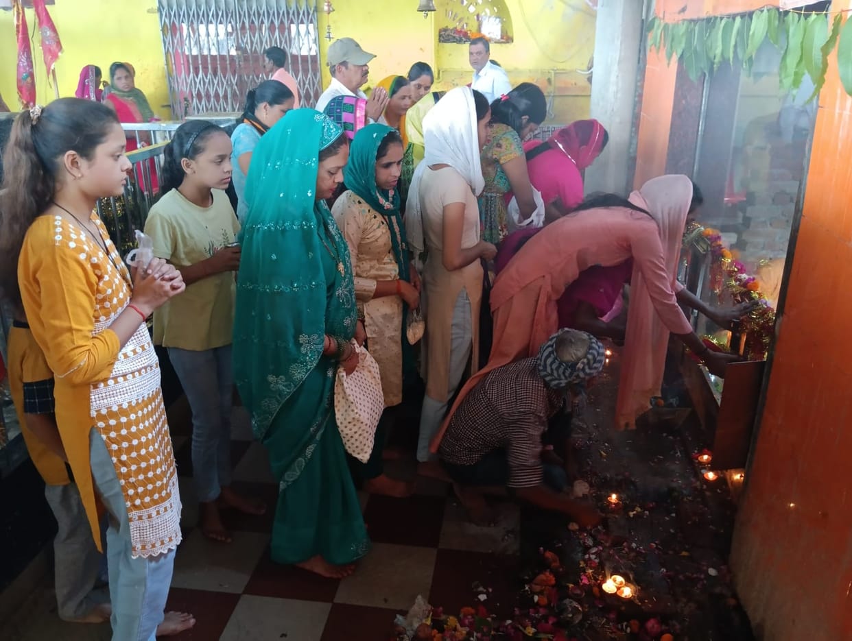 After worship in homes and temples, Kanya Bhojan was organized