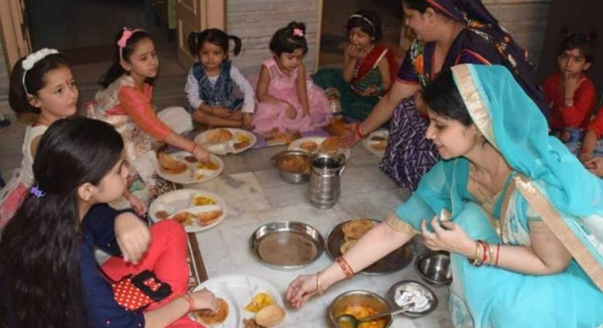 Navratri rituals ended by worshiping girls