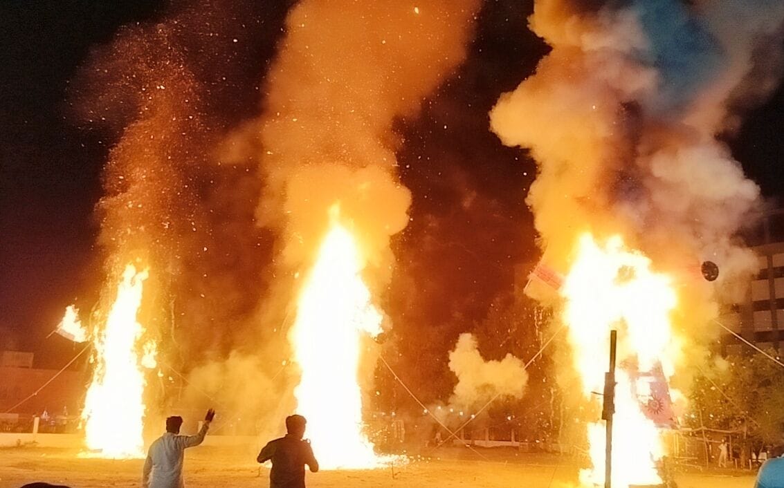 Vijayadashami: Victory of righteousness over unrighteousness, effigy of evil burnt to ashes