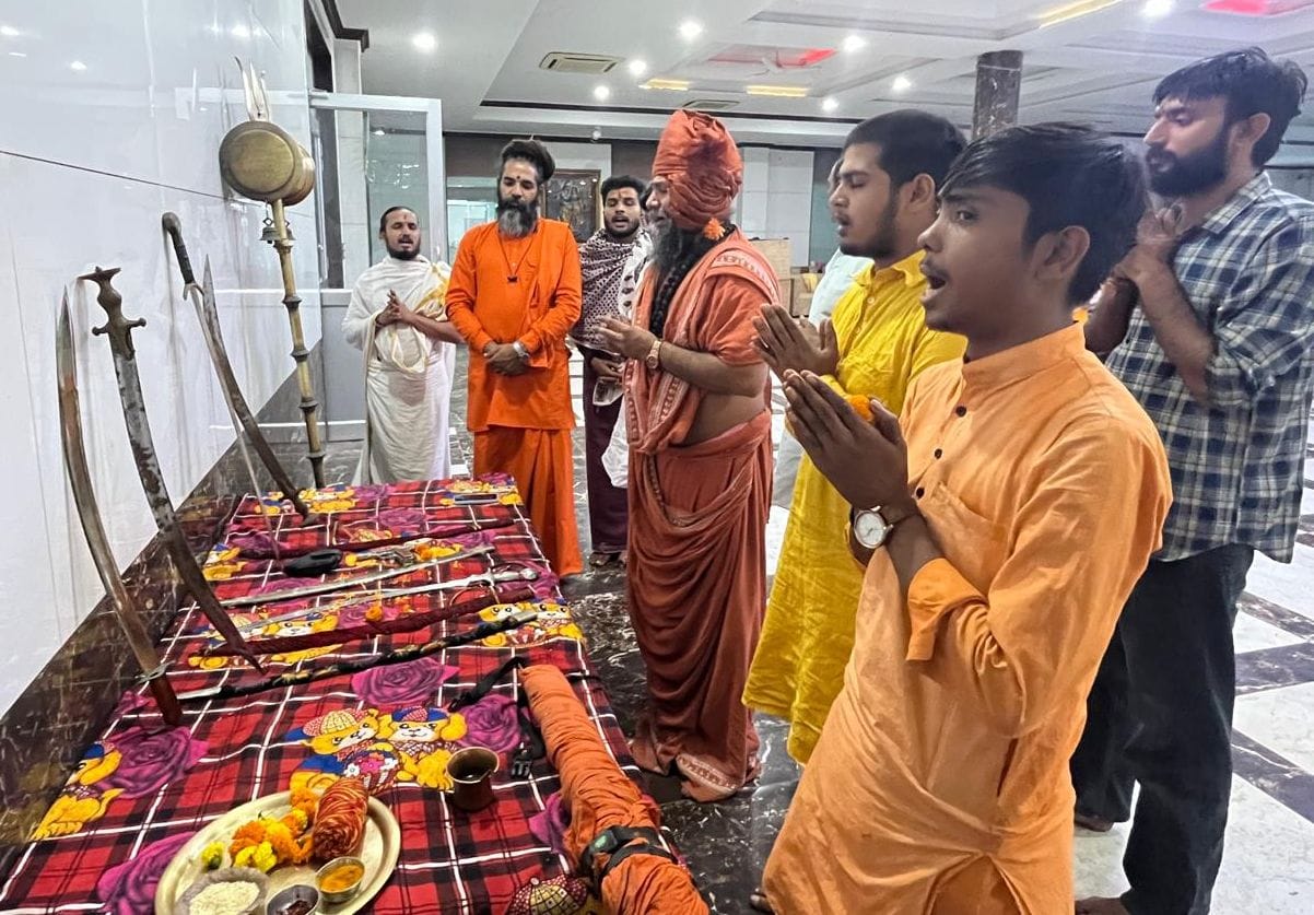Weapon worship took place in Jahargiri Ashram on Vijayadashami.
