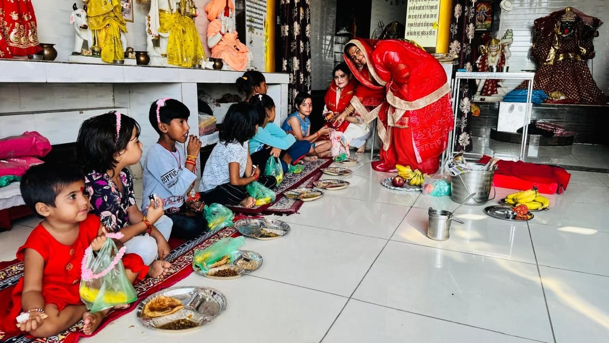 Kanjak puja and havan held in Dakshin Kali Navdurga temple