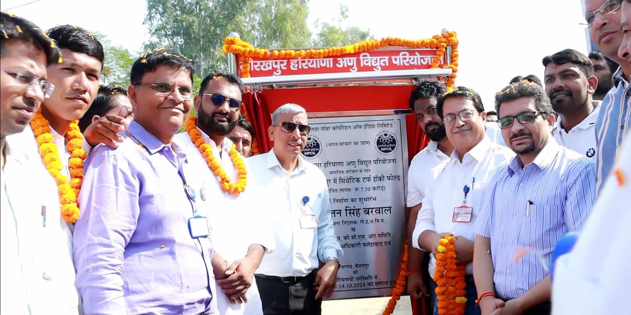 Foundation stone laid for synthetic hockey stadium on four acres in village Baijalpur