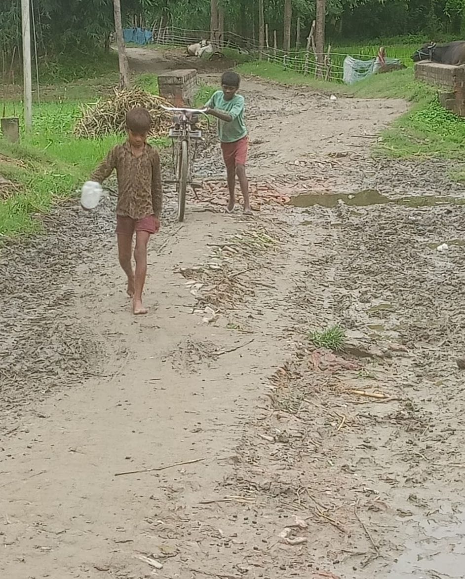 No concrete road to reach the village... anger among villagers