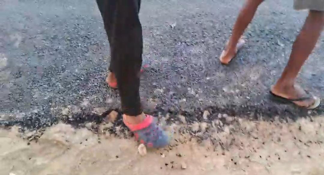 Newly constructed road being uprooted by hand, video goes viral