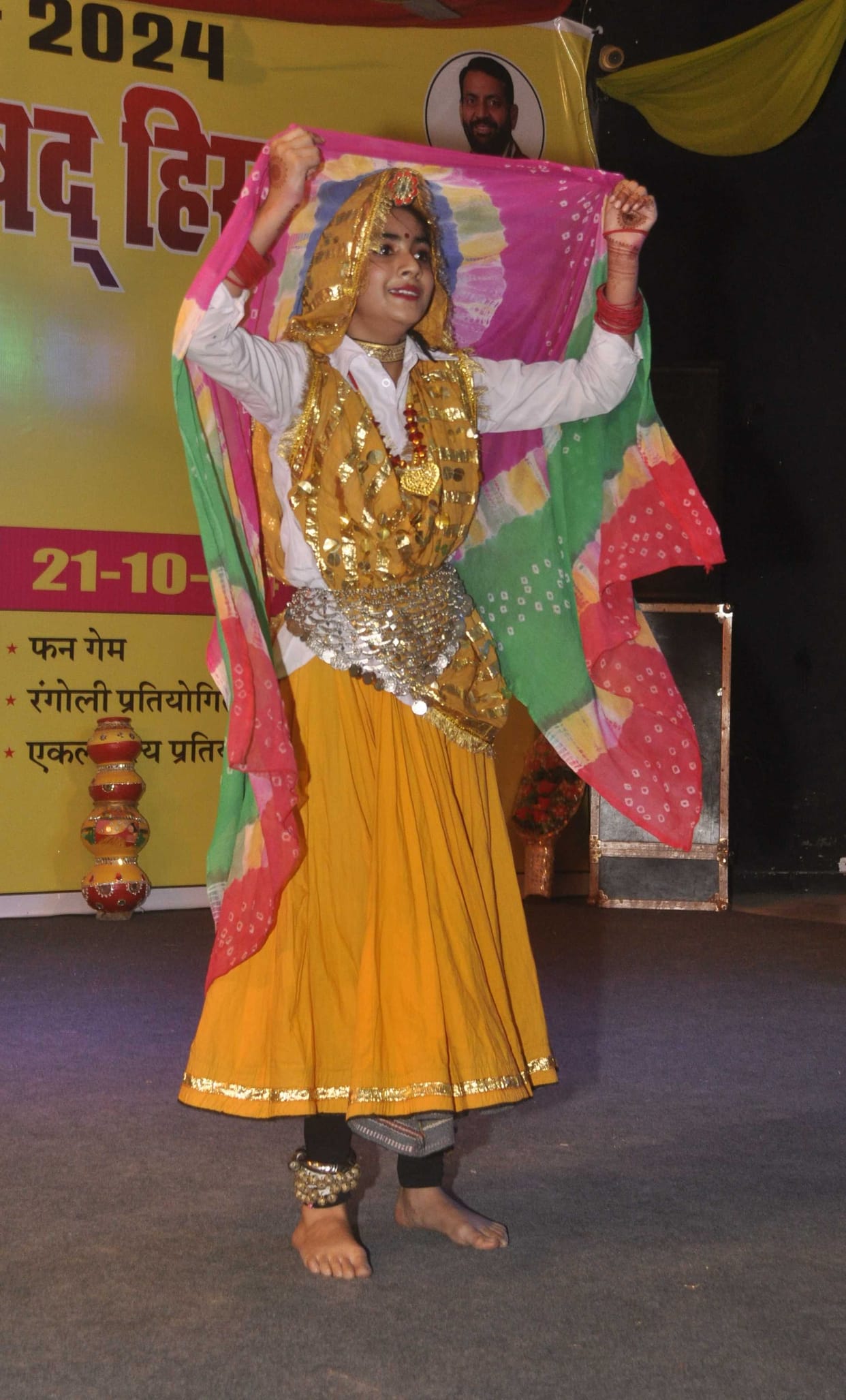 District level Children's Festival: The Aryan School in patriotic group song and Hansi's daughters dominate in solo dance.