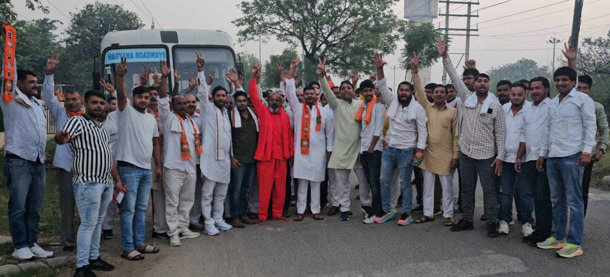 Dinesh Kaushik attended the swearing in ceremony with supporters.