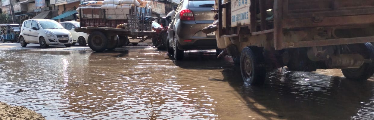 Pipe leakage at Devsar Chungi since last three months, clean water flowing in vain on the road during supply
