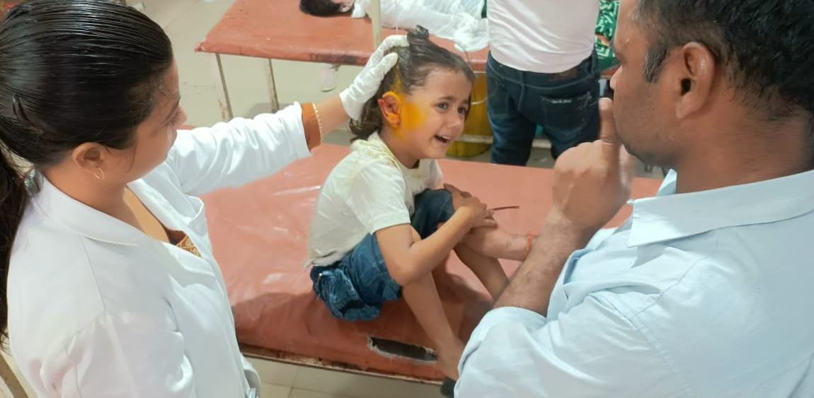 Innocent child hit by fan, ear cut off