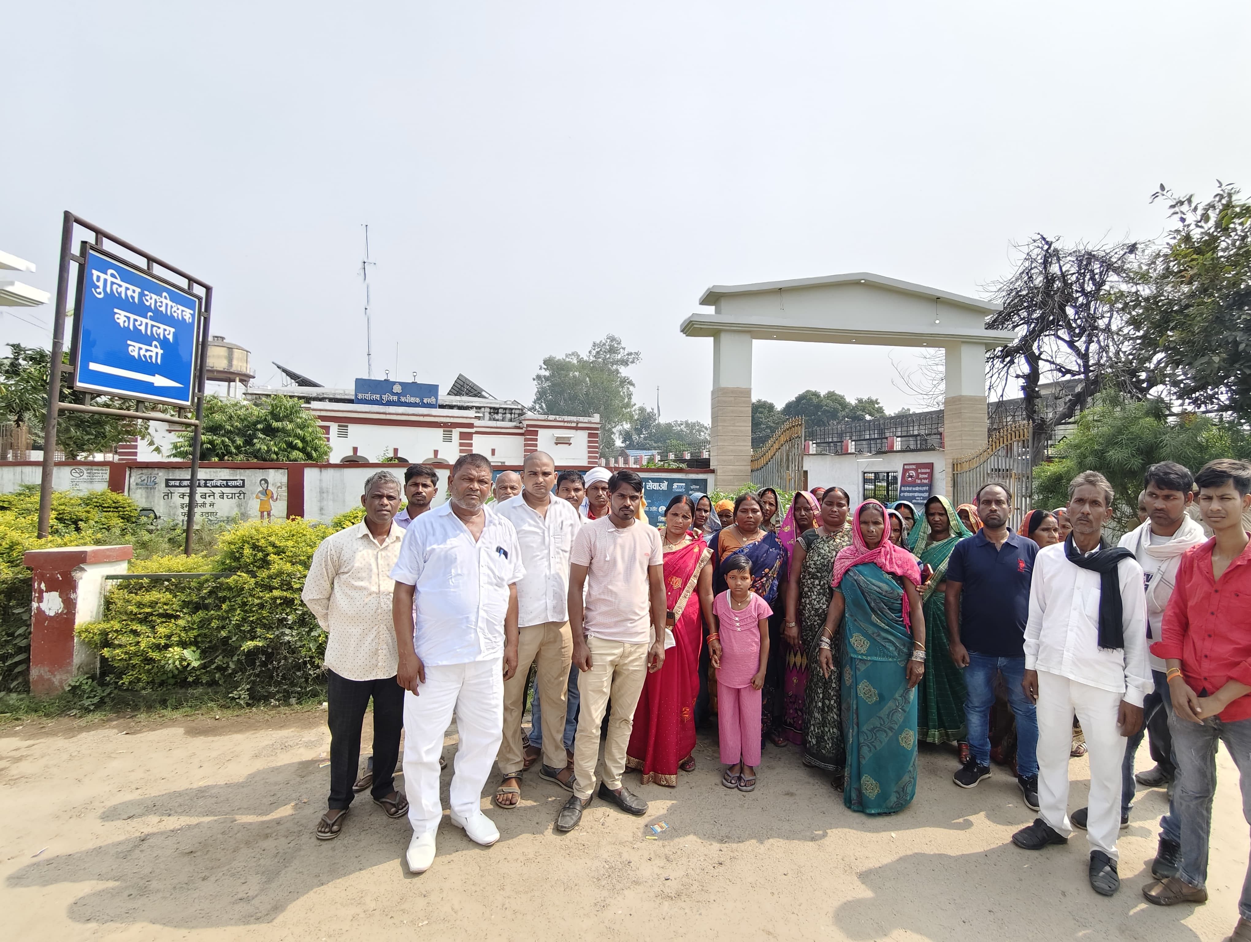 Demonstration of villagers at SP office