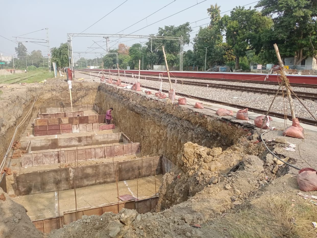 Construction of FOB started on platform number two of the railway station