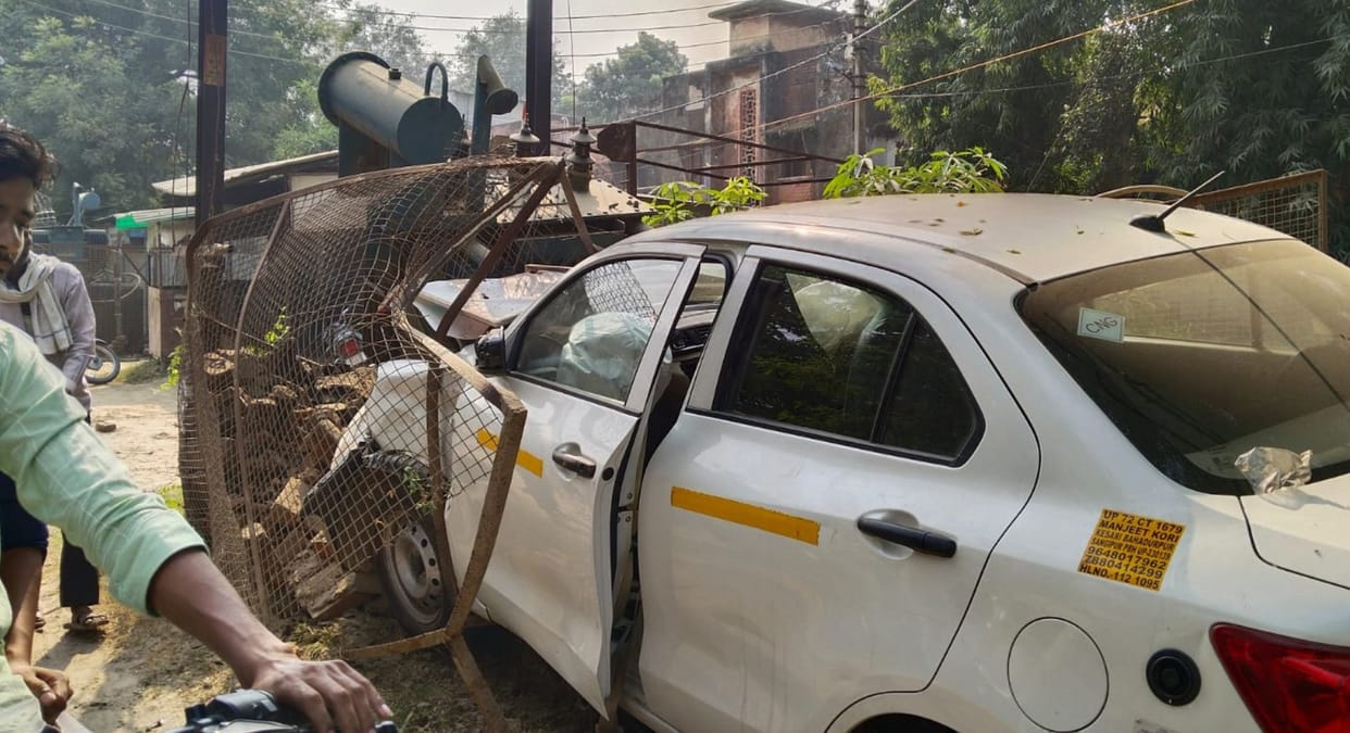 Car collides with transformer, three injured including couple