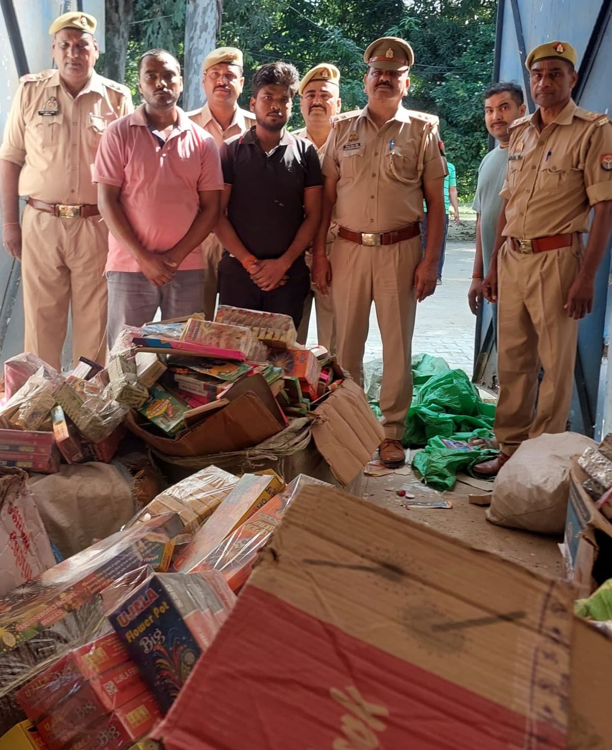 Police raided and recovered a consignment of firecrackers, two arrested