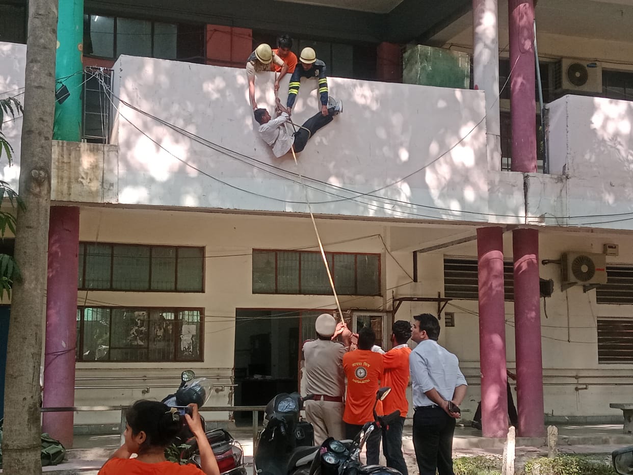 A situation of fire accident was created in the mock drill
