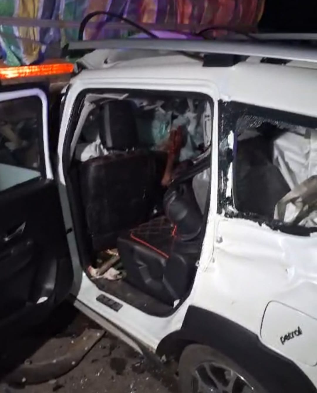 A high speed car rammed into a container from behind in Sagar