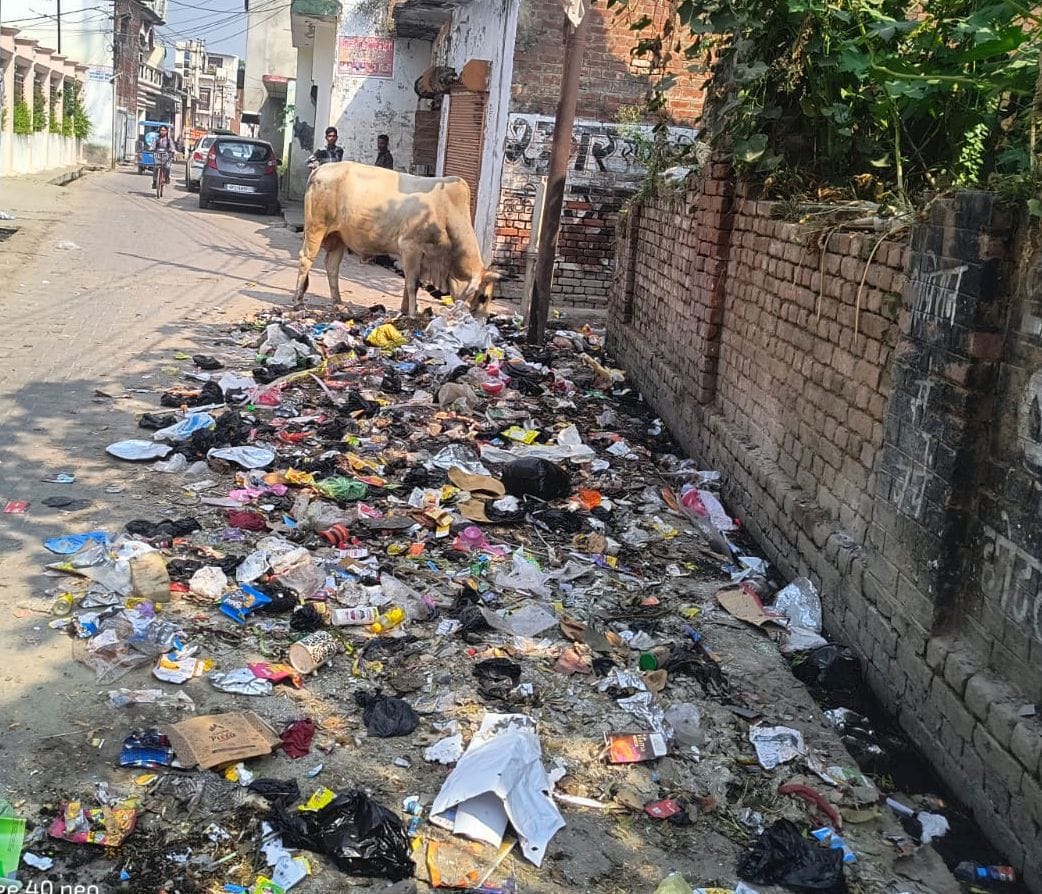Piles of dirt piled up before Diwali