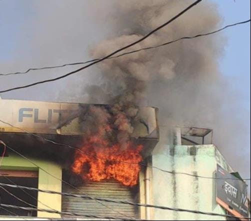 Shoe shop caught fire
