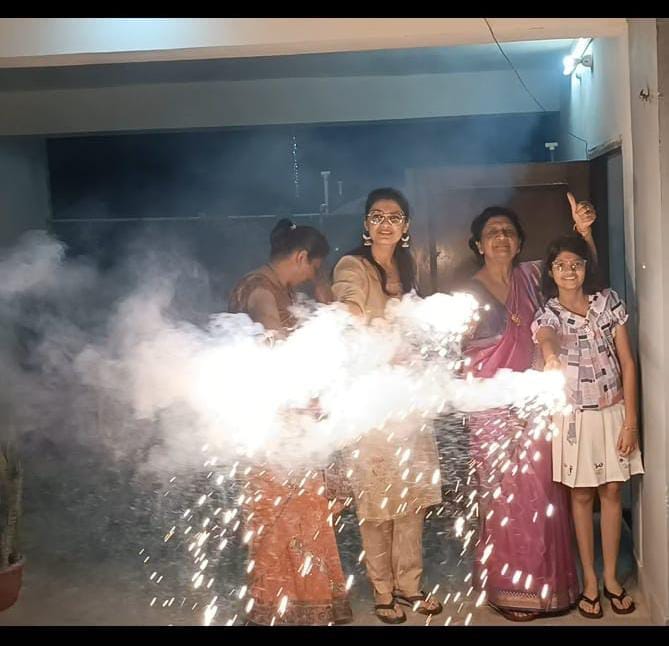 People in the city also celebrated Diwali by bursting fireworks on Thursday.
