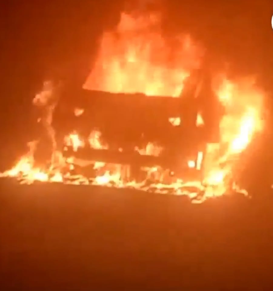 BMW car caught fire