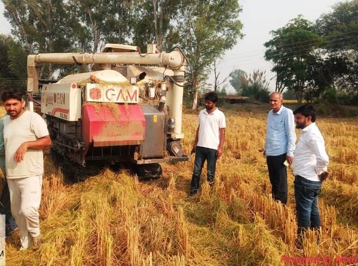 SMS checked in paddy cutting machine