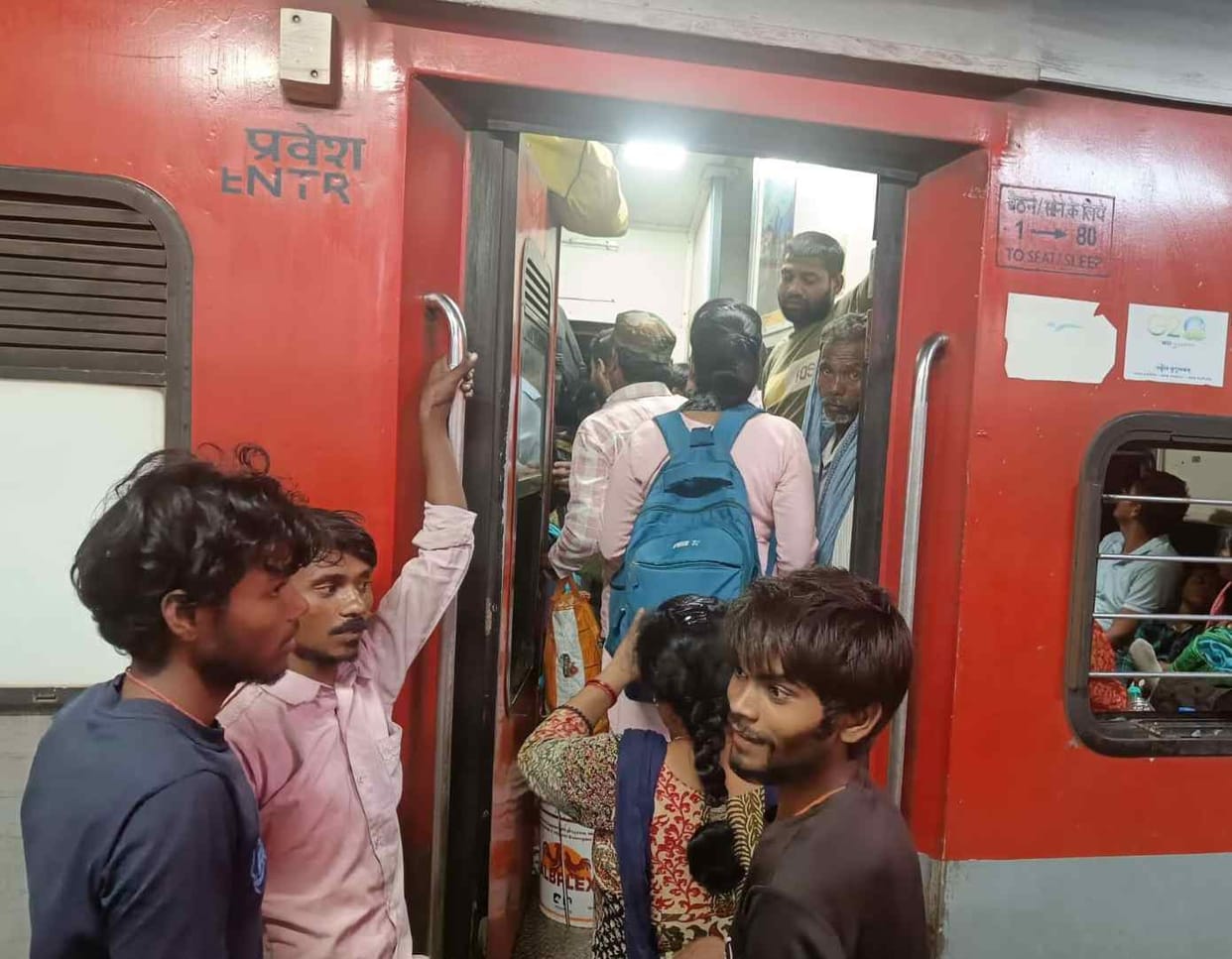 Fight over seats in trains and buses